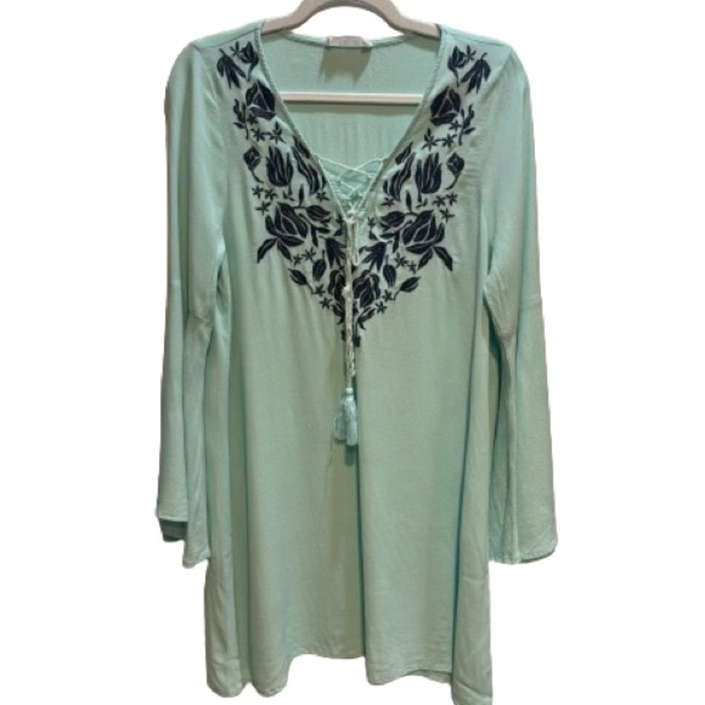 Peach Love California Embroidered Boho Dress Size M EUC